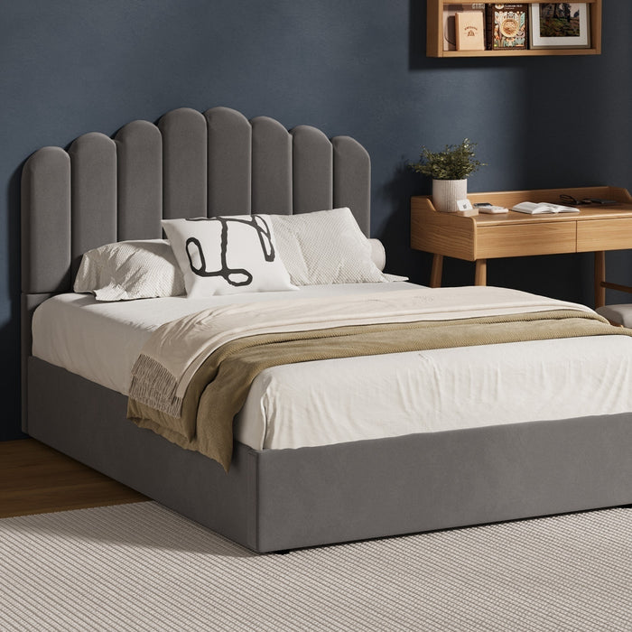 Bed Frame Queen Size Gas Lift Bed With Storage Grey