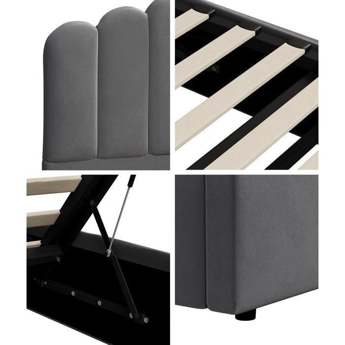 Bed Frame Queen Size Gas Lift Bed With Storage Grey