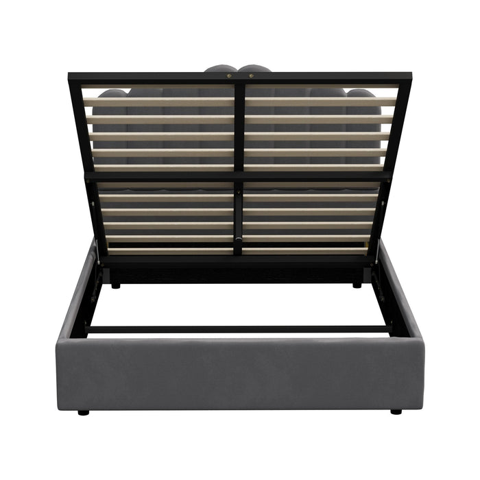 Bed Frame Queen Size Gas Lift Bed With Storage Grey