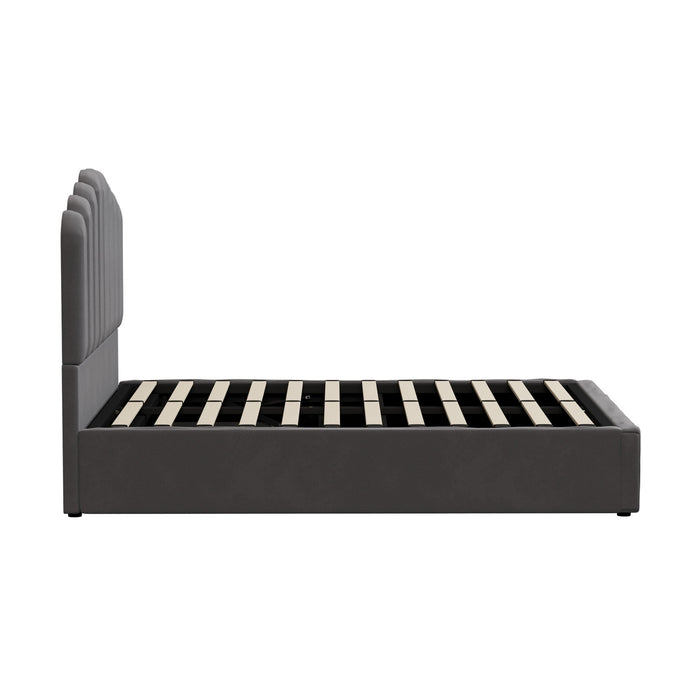 Bed Frame Queen Size Gas Lift Bed With Storage Grey