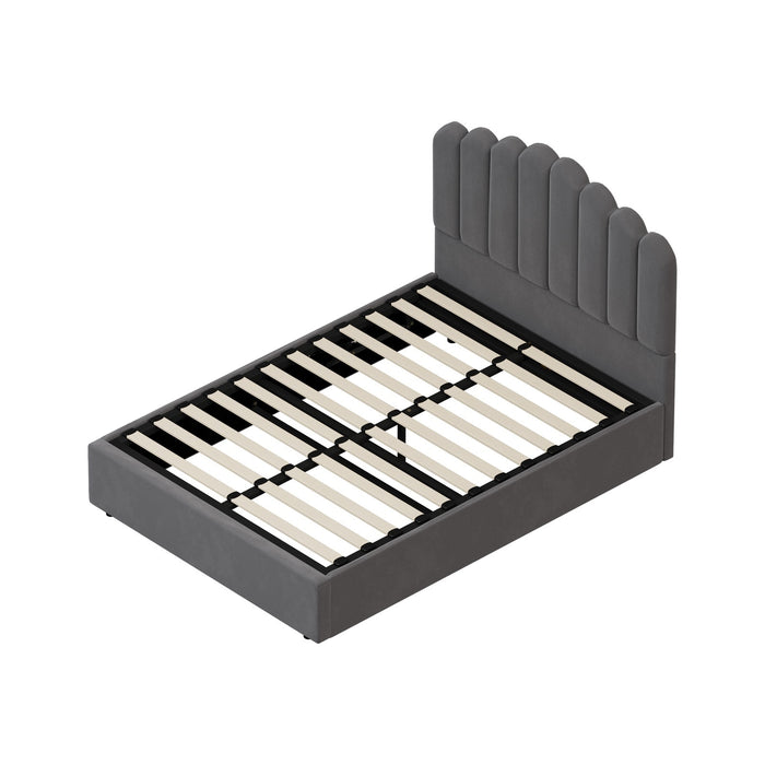 Bed Frame Queen Size Gas Lift Bed With Storage Grey