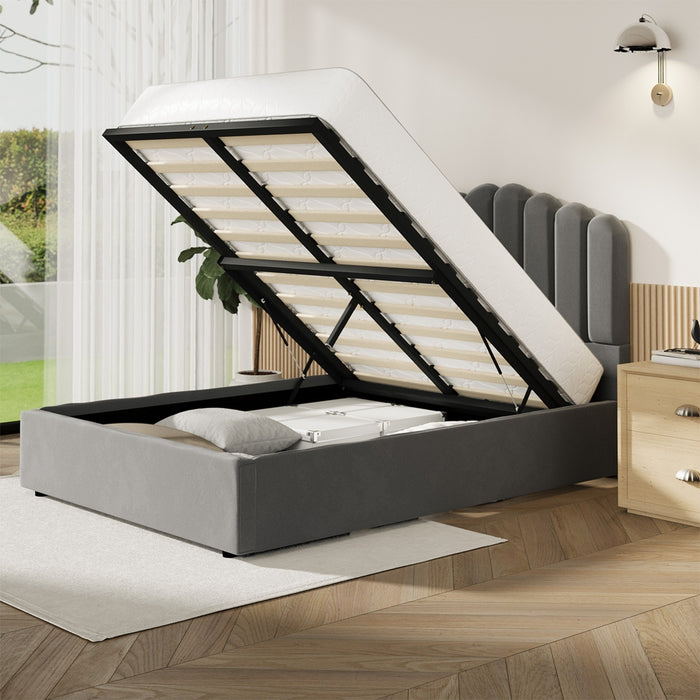 Bed Frame Queen Size Gas Lift Bed Base With Storage Velvet Klon
