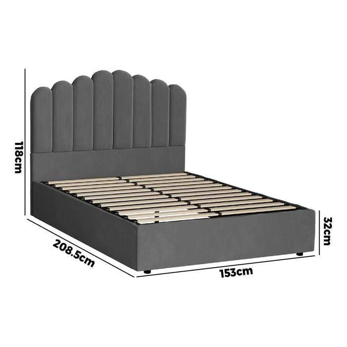 Bed Frame Queen Size Gas Lift Bed Base With Storage Velvet Klon