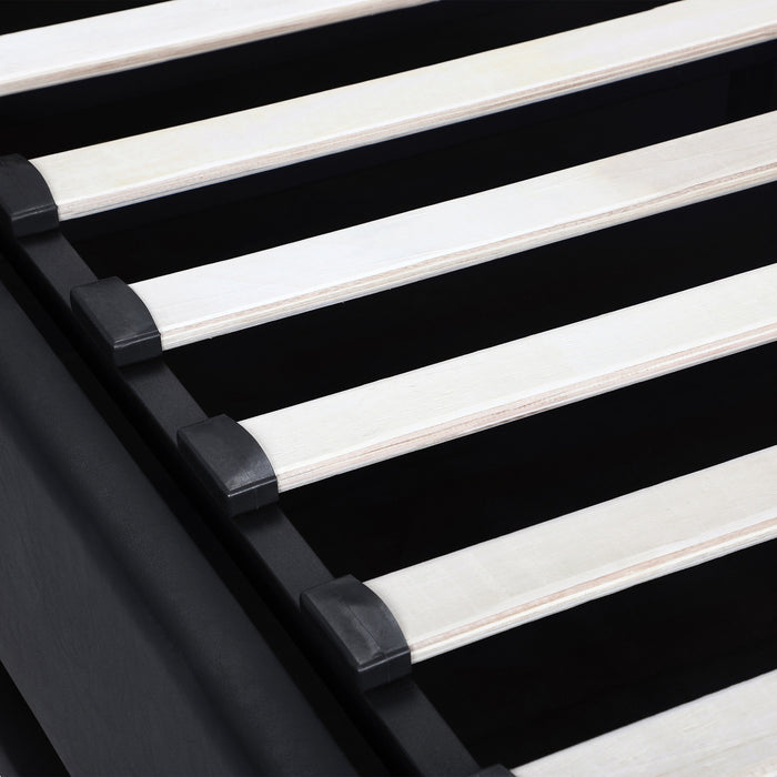 Oikiture Bed Frame Double Size Rgb Led Gas Lift Storage Base Black