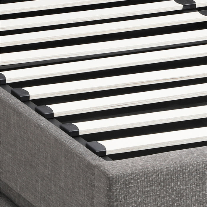 Bed Frame Double Size Rgb Led Gas Lift Base Storage Grey