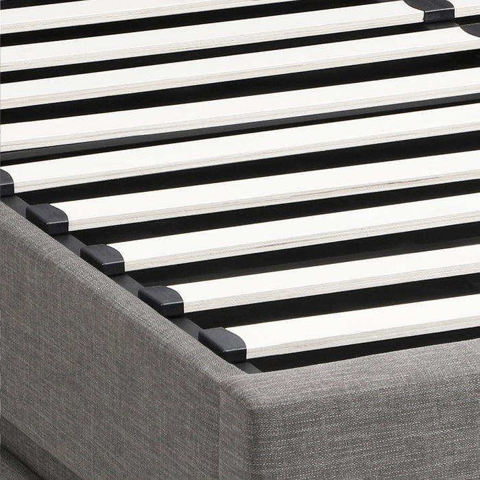 Bed Frame Double Size Rgb Led Gas Lift Storage Base Grey