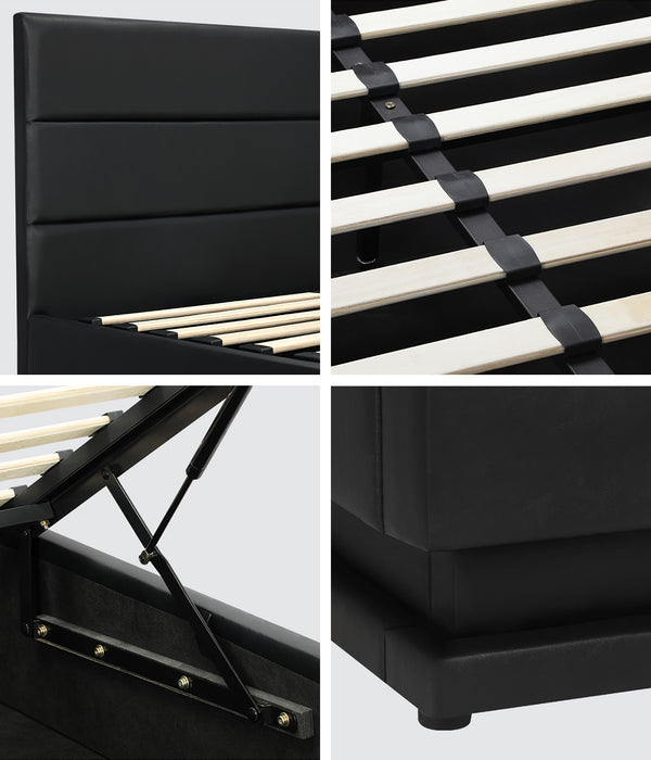 Bed Frame Queen Size Rgb Led Gas Lift Base With Storage