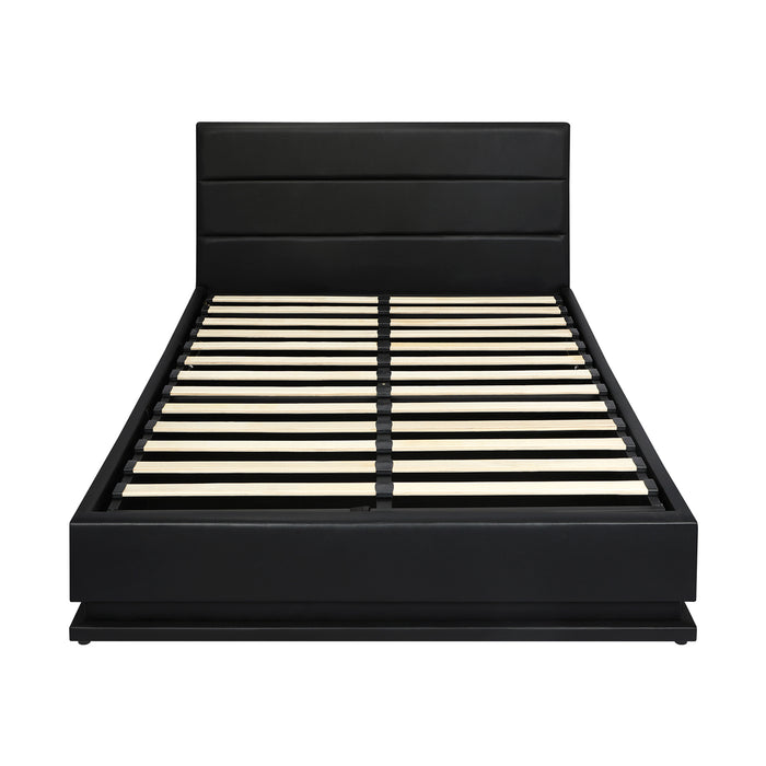 Bed Frame Queen Size Rgb Led Gas Lift Base With Storage