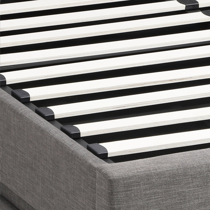 Bed Frame Queen Size Rgb Led Gas Lift Storage Base Grey