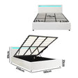 Bed Frame King Size Rgb Led Gas Lift Storage Base White