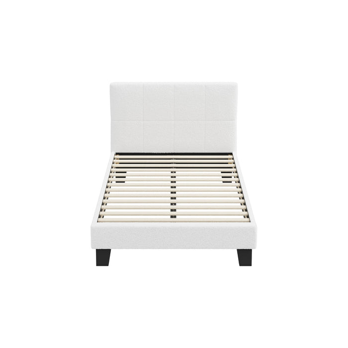 Bed Frame King Single Size Base White Boucle Tofu