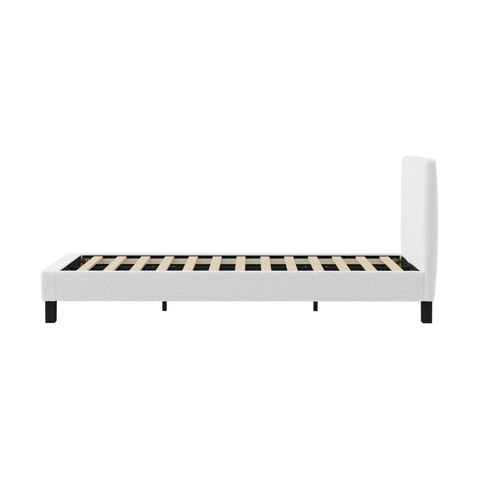 Bed Frame King Single Size Base White Boucle Tofu