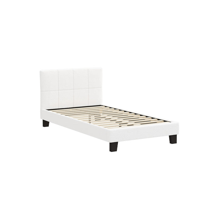 Bed Frame King Single Size Base White Boucle Tofu