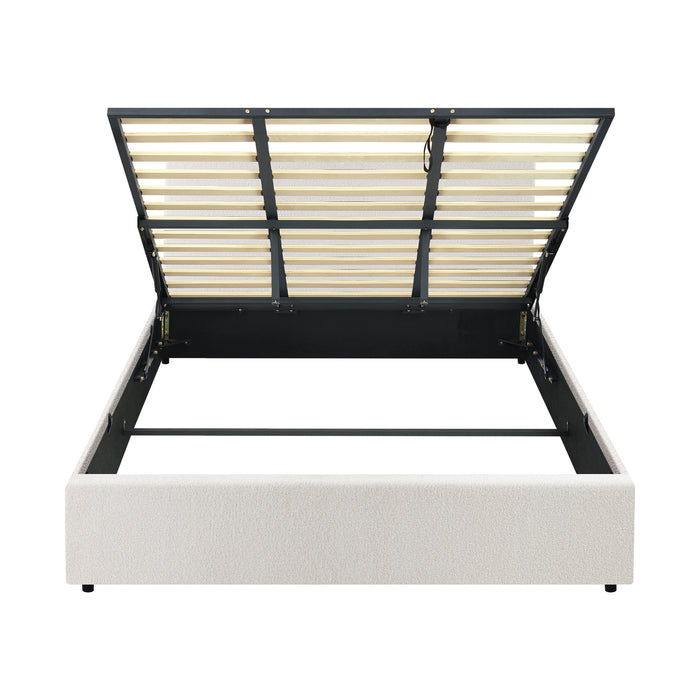 Bed Frame King Size Gas Lift Base W / Storage Boucle