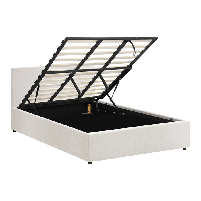Bed Frame King Size Gas Lift Base W / Storage Boucle