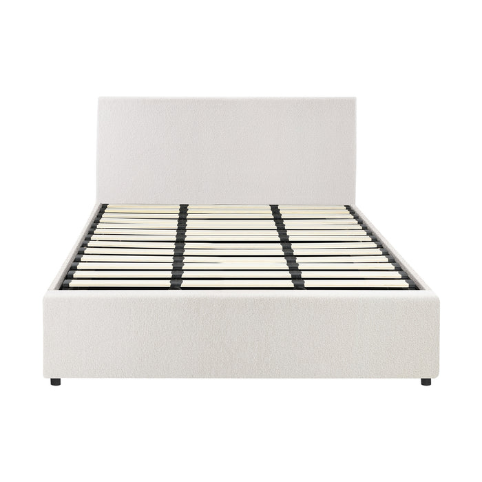 Bed Frame King Size Gas Lift Base W / Storage Boucle