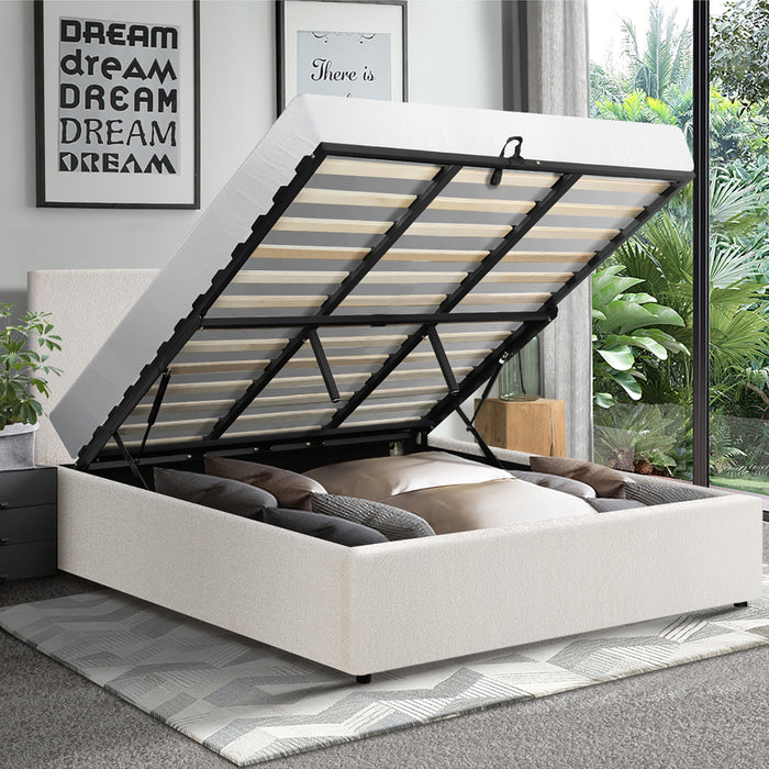 Bed Frame King Size Gas Lift Storage Beds White