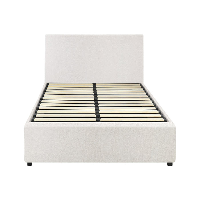 Bed Frame King Single Size Gas Lift Base W / Storage Boucle