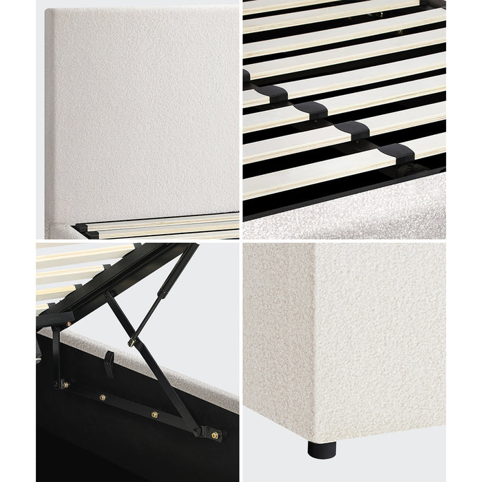 Bed Frame Queen Size Gas Lift Storage Beds White