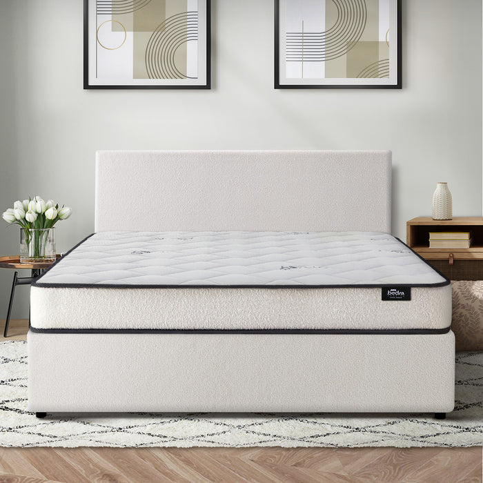 Bed Frame Double Size Gas Lift Boucle Beds With Mattress Set