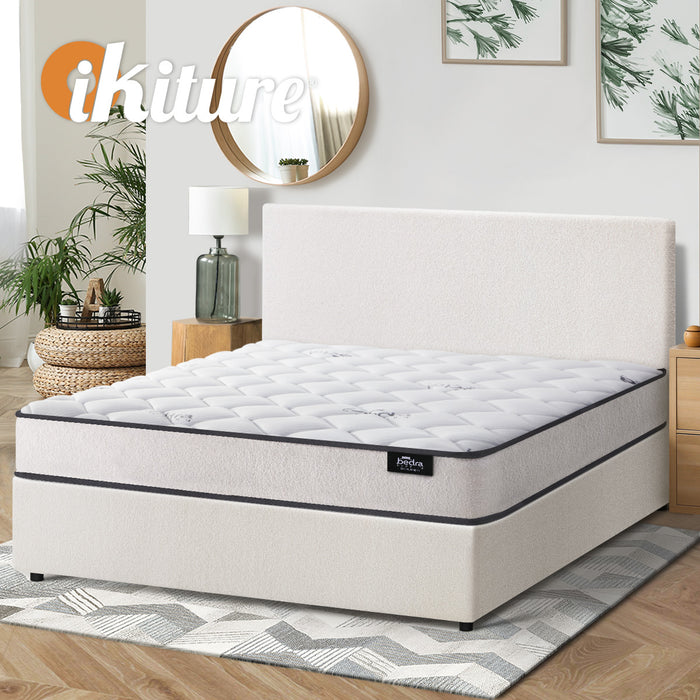 Bed Frame Double Size Gas Lift Boucle Beds With Mattress Set