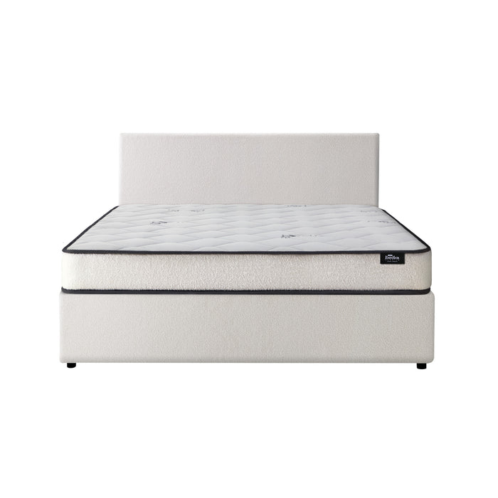Bed Frame Double Size Gas Lift Boucle Beds With Mattress Set