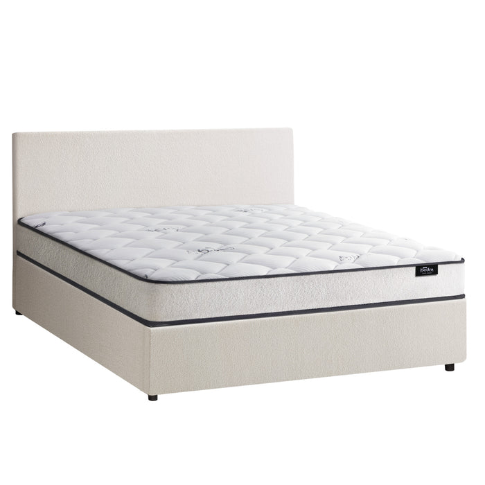 Bed Frame Double Size Gas Lift Boucle Beds With Mattress Set