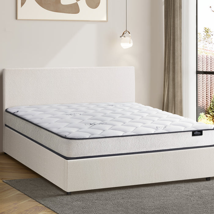 Bed Frame King Size Gas Lift Boucle Beds With Mattress Set