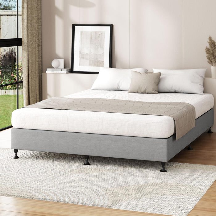 Bed Frame King Size Bed Base Platform Fabric Grey