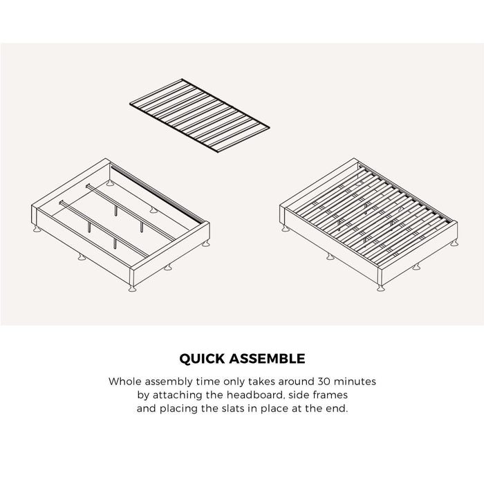 Bed Frame King Size Bed Base Platform Fabric Grey