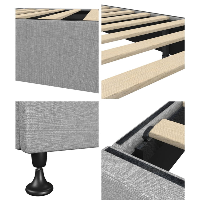 Bed Frame King Size Bed Base Platform Fabric Grey