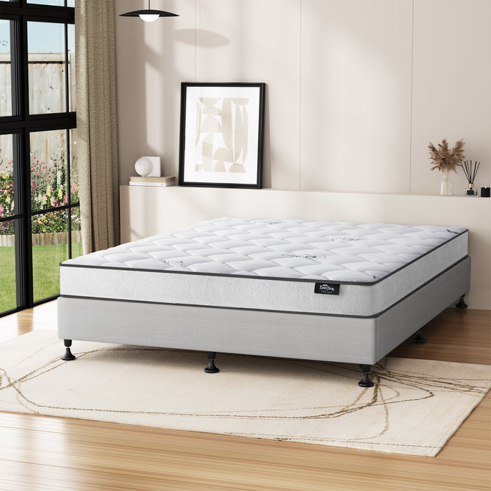 Bed Frame King Size Upholstered Platform With Mattress Beige