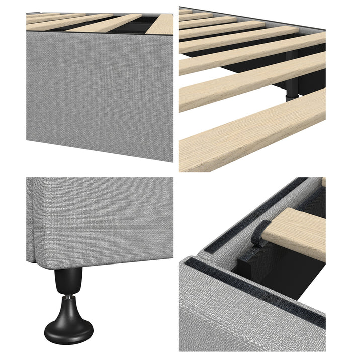 Bed Frame King Size Upholstered Platform With Mattress Beige