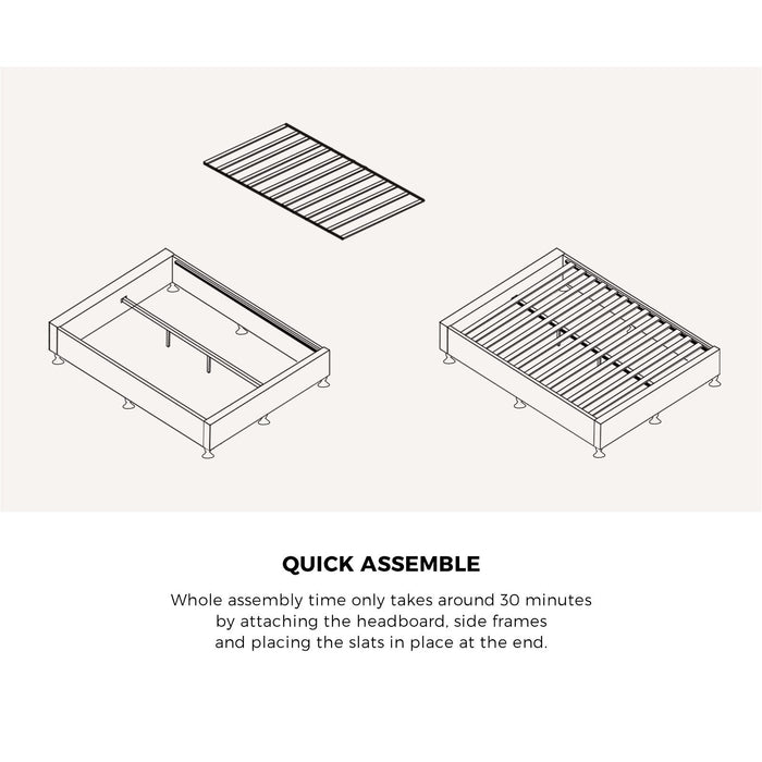 Bed Frame Queen Size Bed Base Platform Fabric Grey