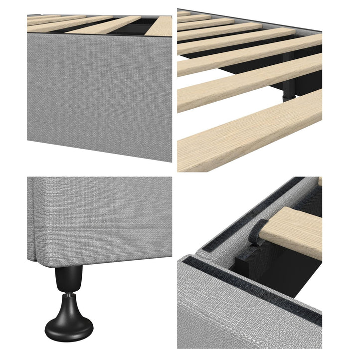 Bed Frame Queen Size Bed Base Platform Fabric Grey