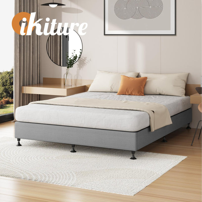 Bed Frame Queen Size Bed Base Platform Fabric Grey