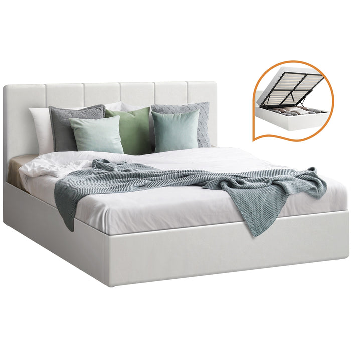 Bed Frame Queen Size Gas Lift Beds Base Storage Pu Leather Zoe