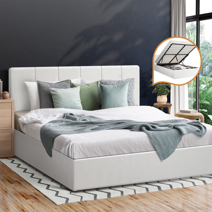 Bed Frame Queen Size Gas Lift Beds Base Storage Pu Leather Zoe