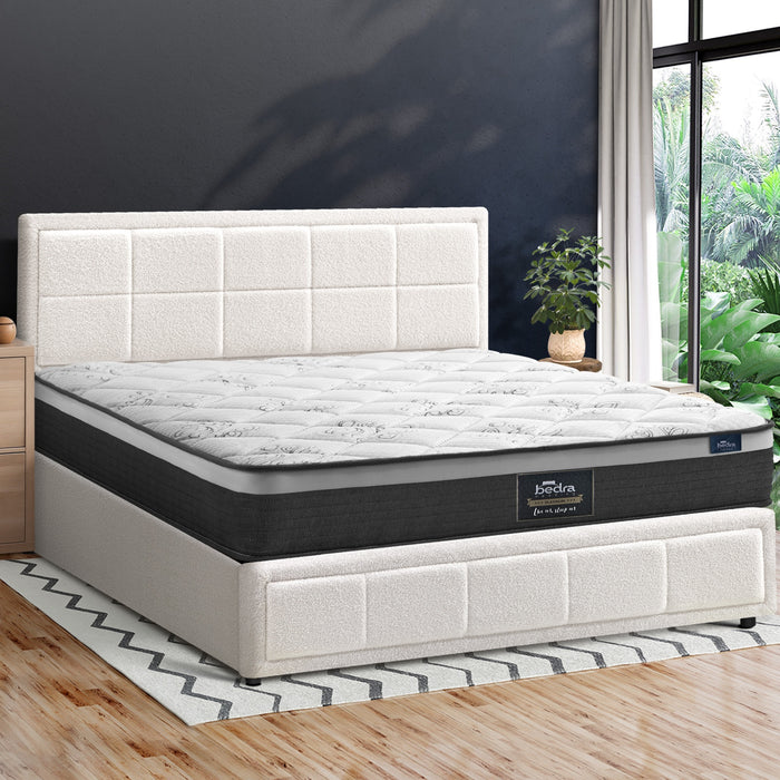 Bed Frame Double Size Gas Lift Storage With Mattress Set White Boss