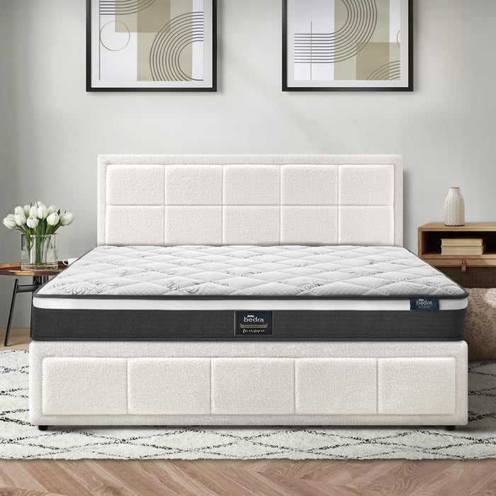 Bed Frame Double Size Gas Lift Storage With Mattress Set White Boss