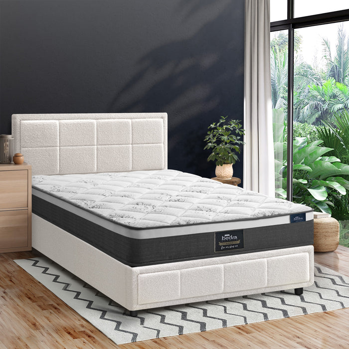 Bed Frame King Single Size Gas Lift Storage With Mattress Set White