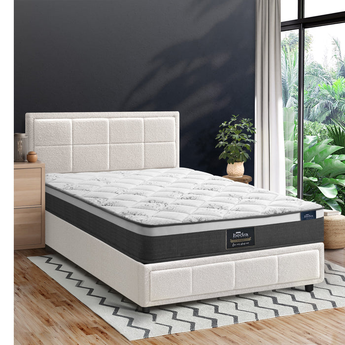 Bed Frame King Single Size Gas Lift Storage With Mattress Set White