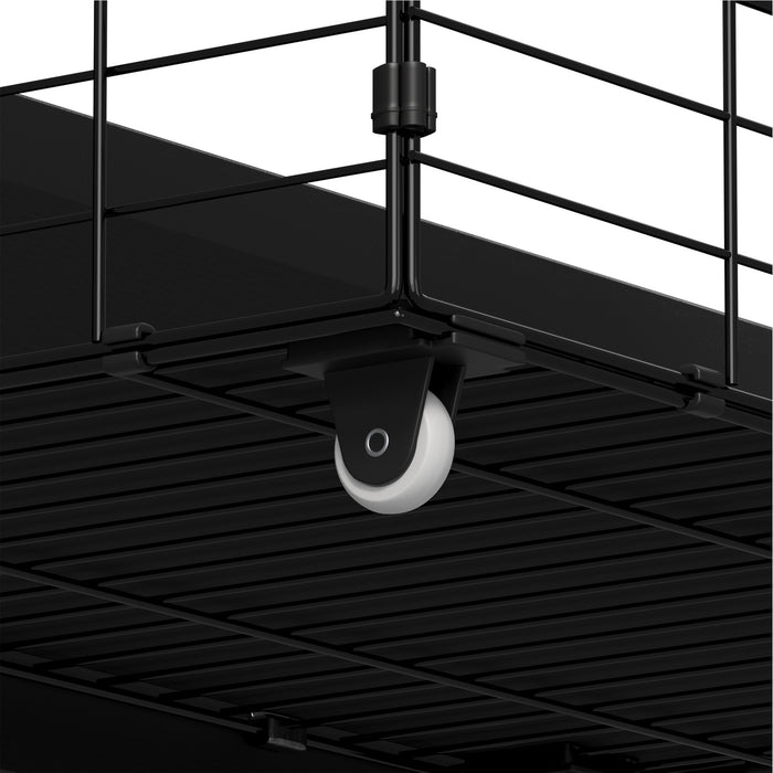 4X Trundle Drawers For Bed Frame Base Storage With Wheels Metal Black