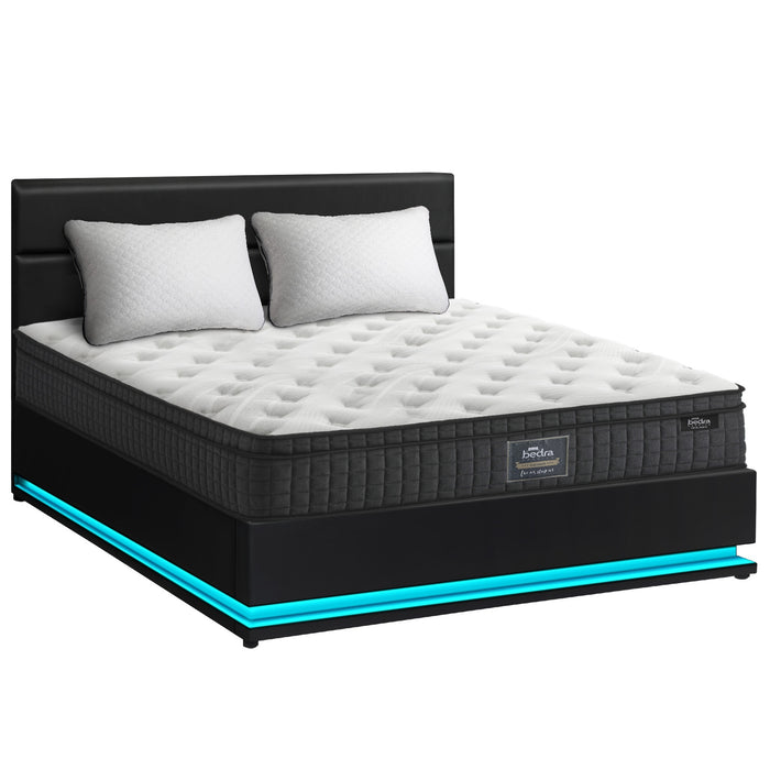 Bed Frame Double Size Led With Gas Lift Storage Mattress Set Black Layz