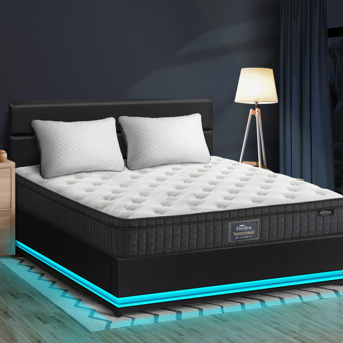 Bed Frame Queen Size Led With Gas Lift Storage Mattress Set Black Layz