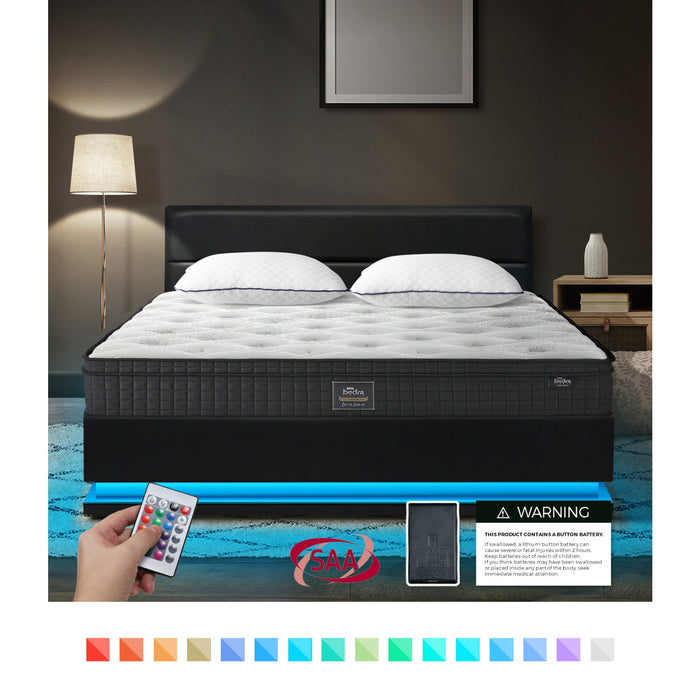 Bed Frame Queen Size Led With Gas Lift Storage Mattress Set Black Layz