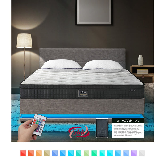 Bed Frame Queen Size Led With Gas Lift Storage Mattress Set Grey Layz