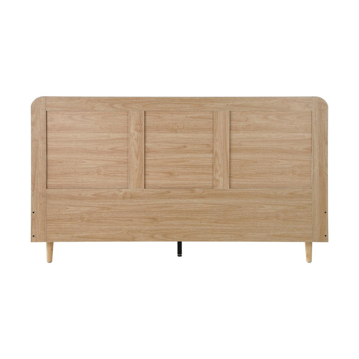 Bed Frame King Size Wooden Bed Frame Rattan Headboard