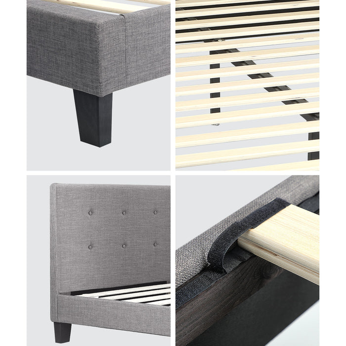 Bed Frame Double Size Wooden Platform Beds With Mattress Grey