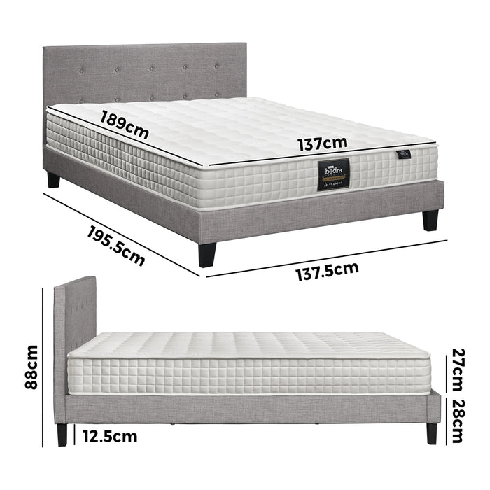 Bed Frame Double Size Wooden Platform Beds With Mattress Grey